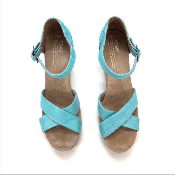 TOMS Sienna aqua wedge sandals - Picture 2 of 7